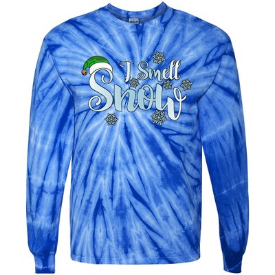 I Smell Snow Cute Snowflakes Snowy Winter Christmas Gift Tie-Dye Long Sleeve Shirt