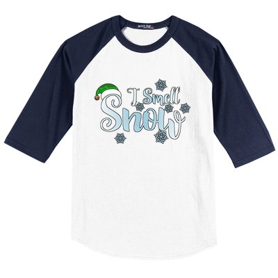 I Smell Snow Cute Snowflakes Snowy Winter Christmas Gift Baseball Sleeve Shirt