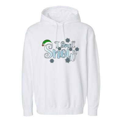 I Smell Snow Cute Snowflakes Snowy Winter Christmas Gift Garment-Dyed Fleece Hoodie