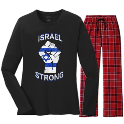 Israel Strong Support Stand With Israel Love Jewish Pride Women's Long Sleeve Flannel Pajama Set 