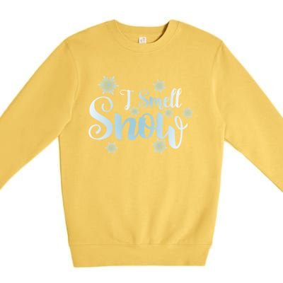 I Smell Snow Cute Snowflakes Snowy Winter Holiday Christmas Gift Premium Crewneck Sweatshirt