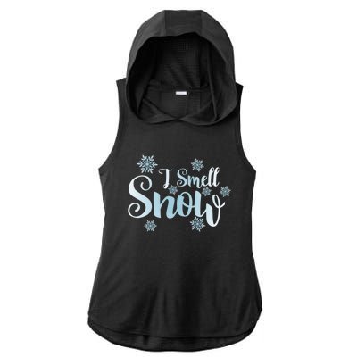 I Smell Snow Cute Snowflakes Snowy Winter Holiday Christmas Gift Ladies PosiCharge Tri-Blend Wicking Draft Hoodie Tank