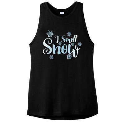 I Smell Snow Cute Snowflakes Snowy Winter Holiday Christmas Gift Ladies PosiCharge Tri-Blend Wicking Tank