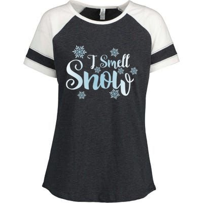 I Smell Snow Cute Snowflakes Snowy Winter Holiday Christmas Gift Enza Ladies Jersey Colorblock Tee