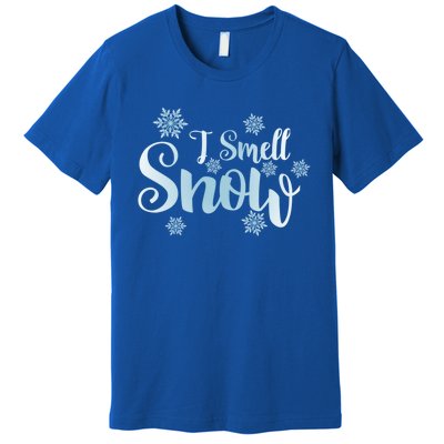 I Smell Snow Cute Snowflakes Snowy Winter Holiday Christmas Gift Premium T-Shirt