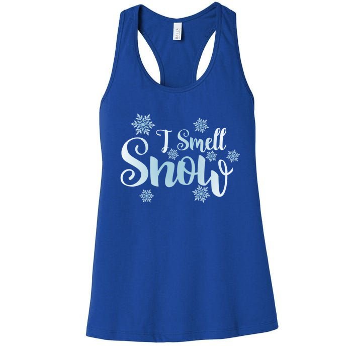 I Smell Snow Cute Snowflakes Snowy Winter Holiday Christmas Gift Women's Racerback Tank