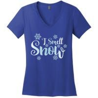 I Smell Snow Cute Snowflakes Snowy Winter Holiday Christmas Gift Women's V-Neck T-Shirt