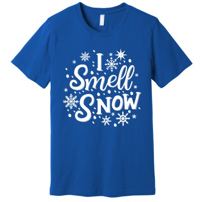 I Smell Snow Funny Christmas Time Winter Weather Snowflakes Great Gift Premium T-Shirt