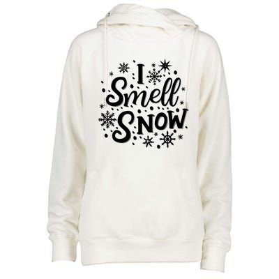 I Smell Snow Funny Christmas Time Winter Weather Snowflakes Gift Womens Funnel Neck Pullover Hood