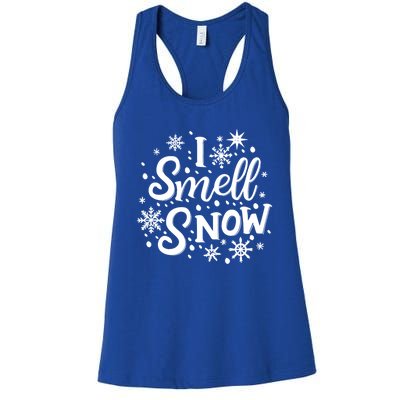 I Smell Snow Funny Christmas Time Winter Weather Snowflakes Gift Women's Racerback Tank