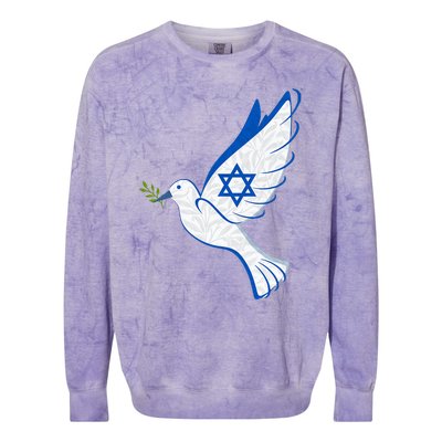 Israel Strong Support Stand Strong Peace Love Jewish Colorblast Crewneck Sweatshirt