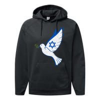 Israel Strong Support Stand Strong Peace Love Jewish Performance Fleece Hoodie