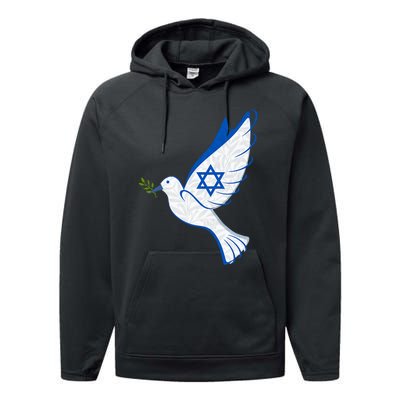 Israel Strong Support Stand Strong Peace Love Jewish Performance Fleece Hoodie