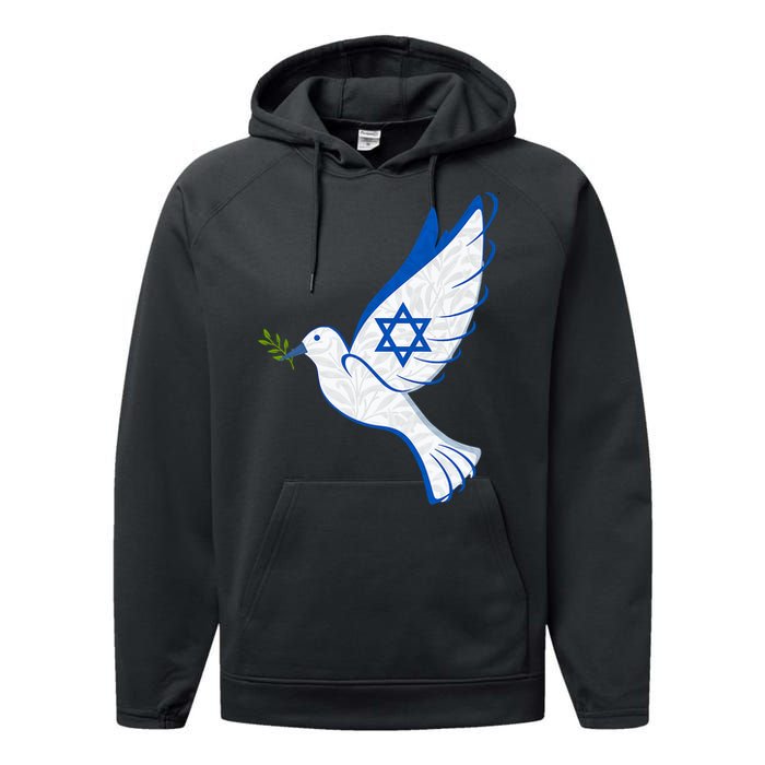 Israel Strong Support Stand Strong Peace Love Jewish Performance Fleece Hoodie