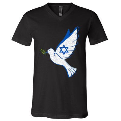 Israel Strong Support Stand Strong Peace Love Jewish V-Neck T-Shirt