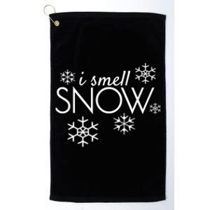 I Smell Snow Gift Funny Holiday Funny Gift Under 20 Snowflakes Gift Platinum Collection Golf Towel