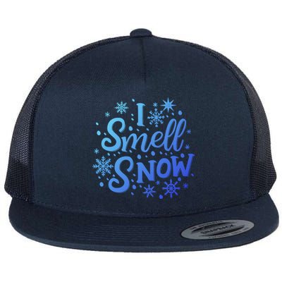 I Smell Snow Funny Christmas Time Winter Weather Snowflakes Great Gift Flat Bill Trucker Hat