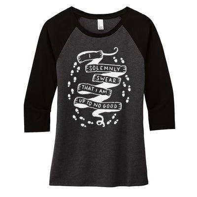 I Solemnly Swear That I Am Up To No Good Women's Tri-Blend 3/4-Sleeve Raglan Shirt