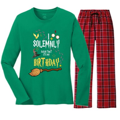 I Solemnly Swear That It's My Birthday Women's Long Sleeve Flannel Pajama Set 