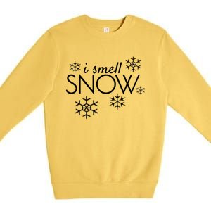 I Smell Snow Cute Gift Funny Holiday Funny Gift Under 20 Snowflakes Gift Premium Crewneck Sweatshirt