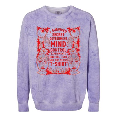 I Survived Secret Governt Mind Control Experit Colorblast Crewneck Sweatshirt