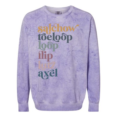 Ice Skating Salchow Toeloop Flip Lutz Axel Figure Skaters Colorblast Crewneck Sweatshirt