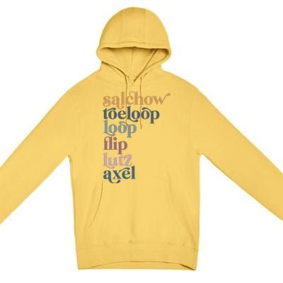 Ice Skating Salchow Toeloop Flip Lutz Axel Figure Skaters Premium Pullover Hoodie