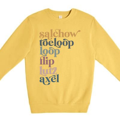 Ice Skating Salchow Toeloop Flip Lutz Axel Figure Skaters Premium Crewneck Sweatshirt