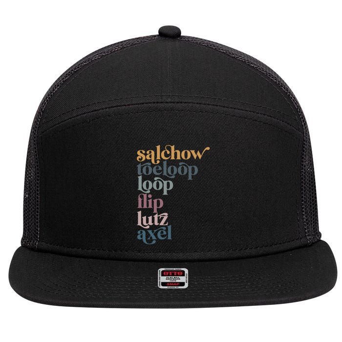 Ice Skating Salchow Toeloop Flip Lutz Axel Figure Skaters 7 Panel Mesh Trucker Snapback Hat