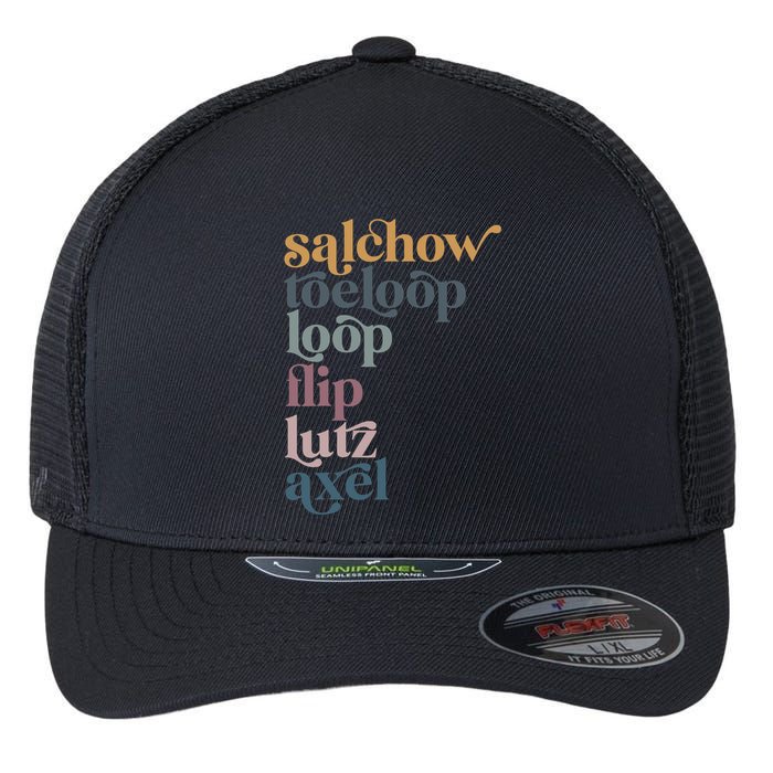 Ice Skating Salchow Toeloop Flip Lutz Axel Figure Skaters Flexfit Unipanel Trucker Cap