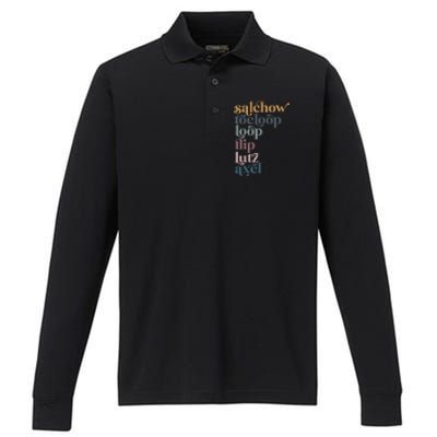 Ice Skating Salchow Toeloop Flip Lutz Axel Figure Skaters Performance Long Sleeve Polo