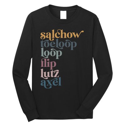 Ice Skating Salchow Toeloop Flip Lutz Axel Figure Skaters Long Sleeve Shirt