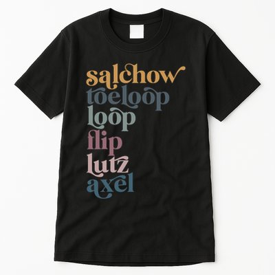 Ice Skating Salchow Toeloop Flip Lutz Axel Figure Skaters Tall T-Shirt