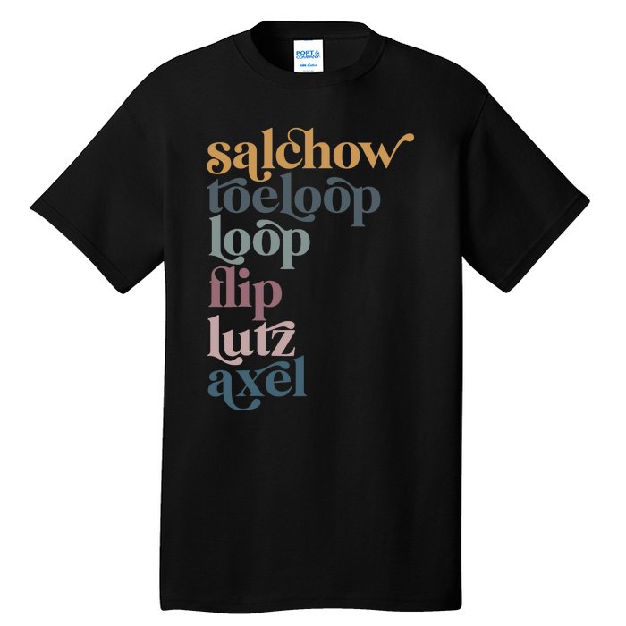 Ice Skating Salchow Toeloop Flip Lutz Axel Figure Skaters Tall T-Shirt