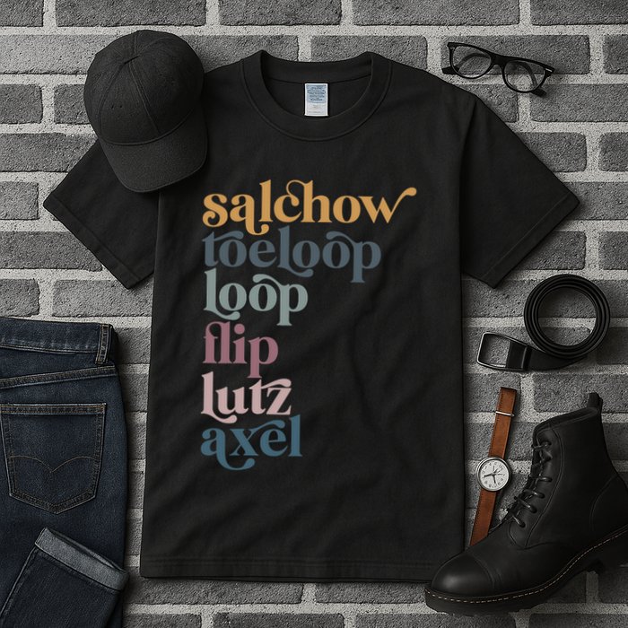 Ice Skating Salchow Toeloop Flip Lutz Axel Figure Skaters Tall T-Shirt