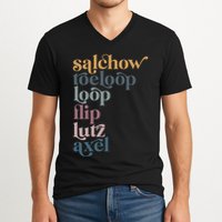 Ice Skating Salchow Toeloop Flip Lutz Axel Figure Skaters V-Neck T-Shirt