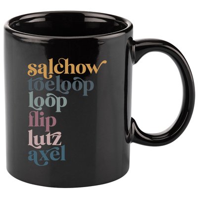 Ice Skating Salchow Toeloop Flip Lutz Axel Figure Skaters 11oz C Handle Ceramic Mug