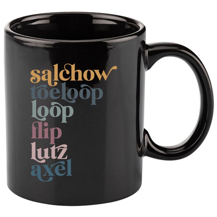 Ice Skating Salchow Toeloop Flip Lutz Axel Figure Skaters 11oz C Handle Ceramic Mug