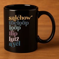 Ice Skating Salchow Toeloop Flip Lutz Axel Figure Skaters 11oz C Handle Ceramic Mug