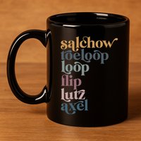 Ice Skating Salchow Toeloop Flip Lutz Axel Figure Skaters 11oz C Handle Ceramic Mug