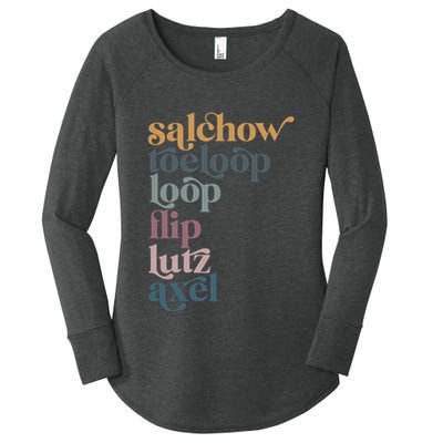Ice Skating Salchow Toeloop Flip Lutz Axel Figure Skaters Women's Perfect Tri Tunic Long Sleeve Shirt