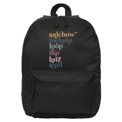 Ice Skating Salchow Toeloop Flip Lutz Axel Figure Skaters 16 in Basic Backpack