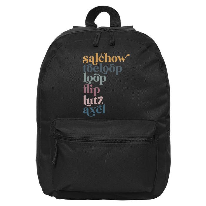 Ice Skating Salchow Toeloop Flip Lutz Axel Figure Skaters 16 in Basic Backpack