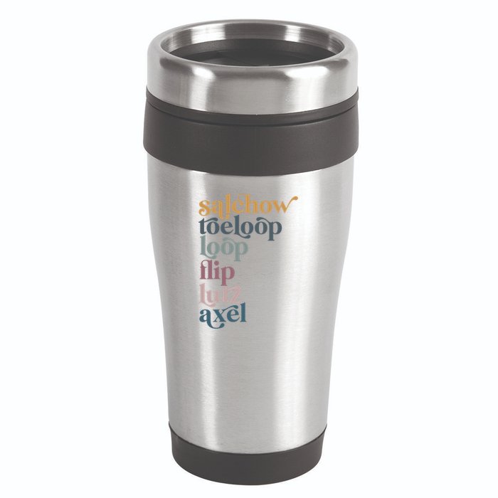 Ice Skating Salchow Toeloop Flip Lutz Axel Figure Skaters 16oz Travel Tumbler