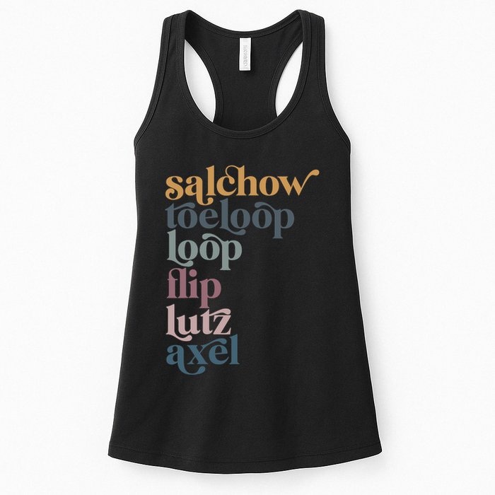 Ice Skating Salchow Toeloop Flip Lutz Axel Figure Skaters Womens Tank Top