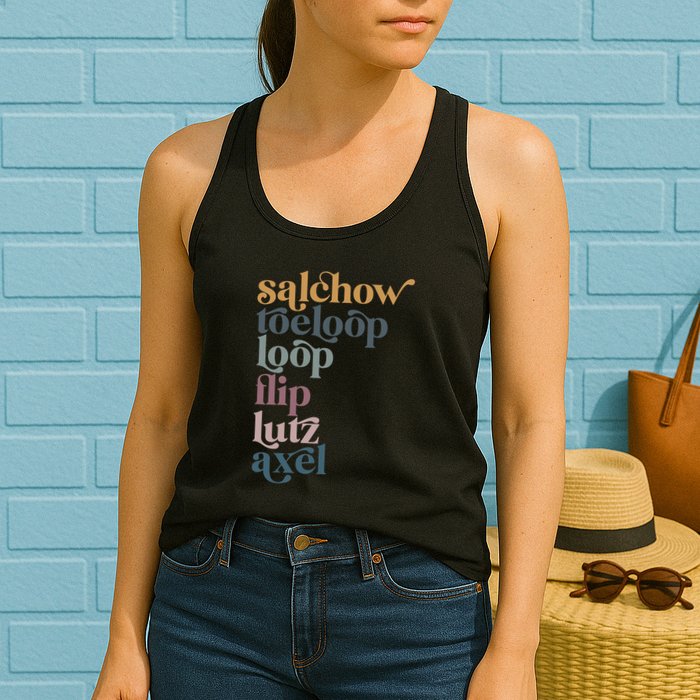 Ice Skating Salchow Toeloop Flip Lutz Axel Figure Skaters Womens Tank Top