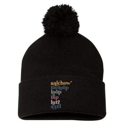 Ice Skating Salchow Toeloop Flip Lutz Axel Figure Skaters Pom Pom 12in Knit Beanie