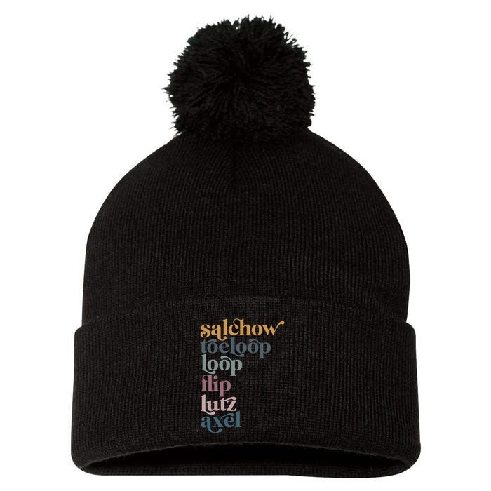 Ice Skating Salchow Toeloop Flip Lutz Axel Figure Skaters Pom Pom 12in Knit Beanie
