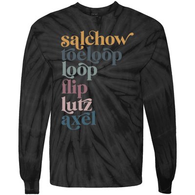 Ice Skating Salchow Toeloop Flip Lutz Axel Figure Skaters Tie-Dye Long Sleeve Shirt