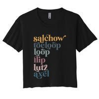 Ice Skating Salchow Toeloop Flip Lutz Axel Figure Skaters Crop Top